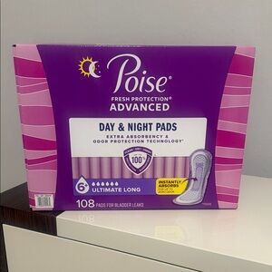 NEW Poise Day & Night Pads - Fresh Protection Advanced- Ultimate Long - 108 pads
